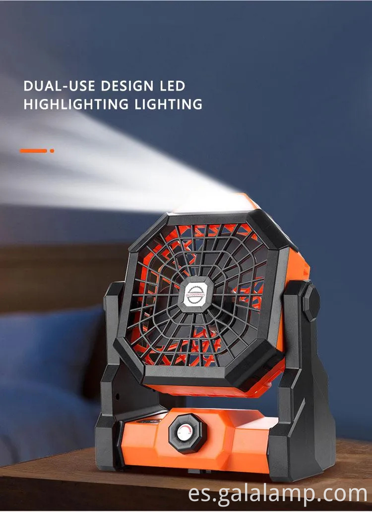 Ventilador de campamento portátil con viento grande y función de carga